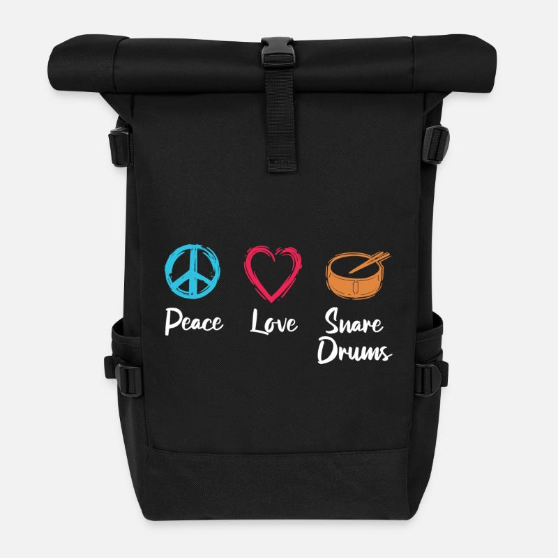 Frieden Liebe Trommel - Rolltop Rucksack - Schwarz