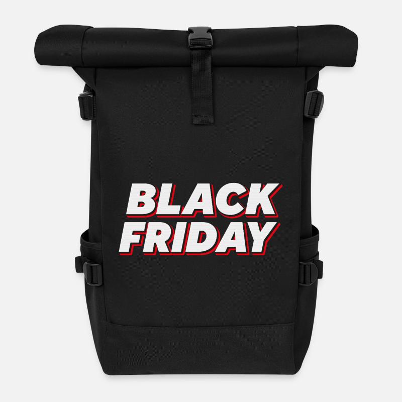 Bold Black Friday Text - Roll Top Backpack - black