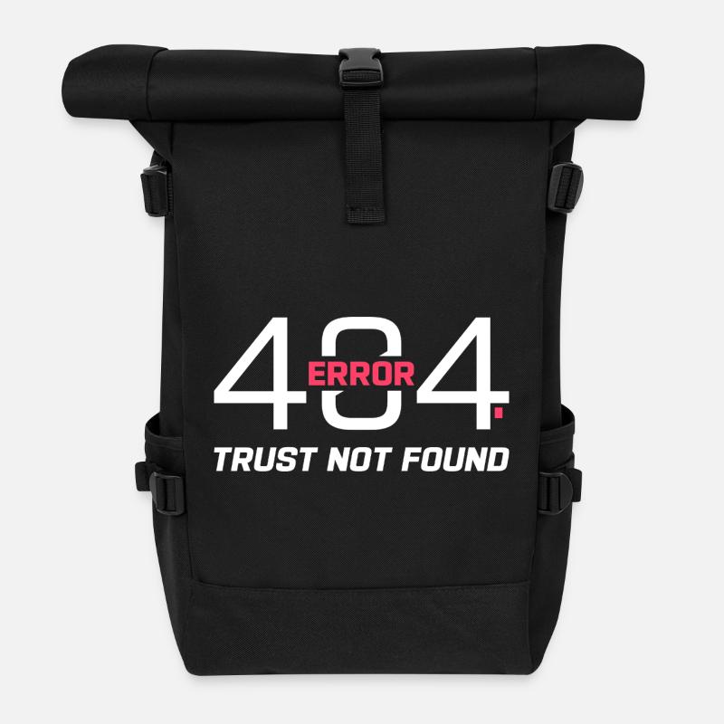 Error 404 Trust Not Found – Funny Sarcastic Quote  - Rolltop Rucksack - Schwarz