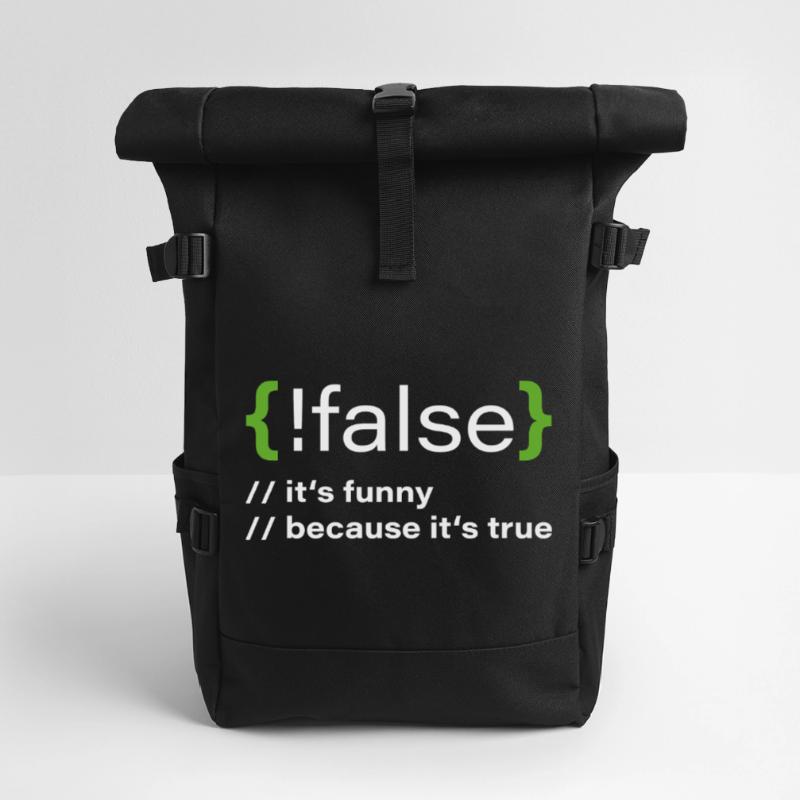 false – Funny programmer saying Roll Top Backpack