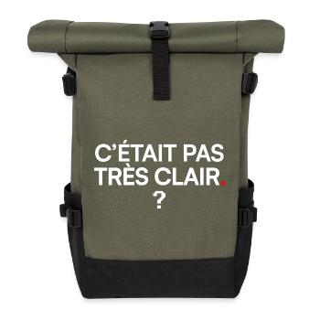 C’ÉTAIT PAS TRÈS CLAIR | Humour bureau - Sac à dos roll top - olive/noir - Devant