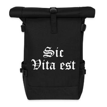 Citation latine de Sic Vita Est - Sac à dos roll top - noir - Devant