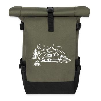 Paysage des caravanes de camping - Sac à dos roll top - olive/noir - Devant