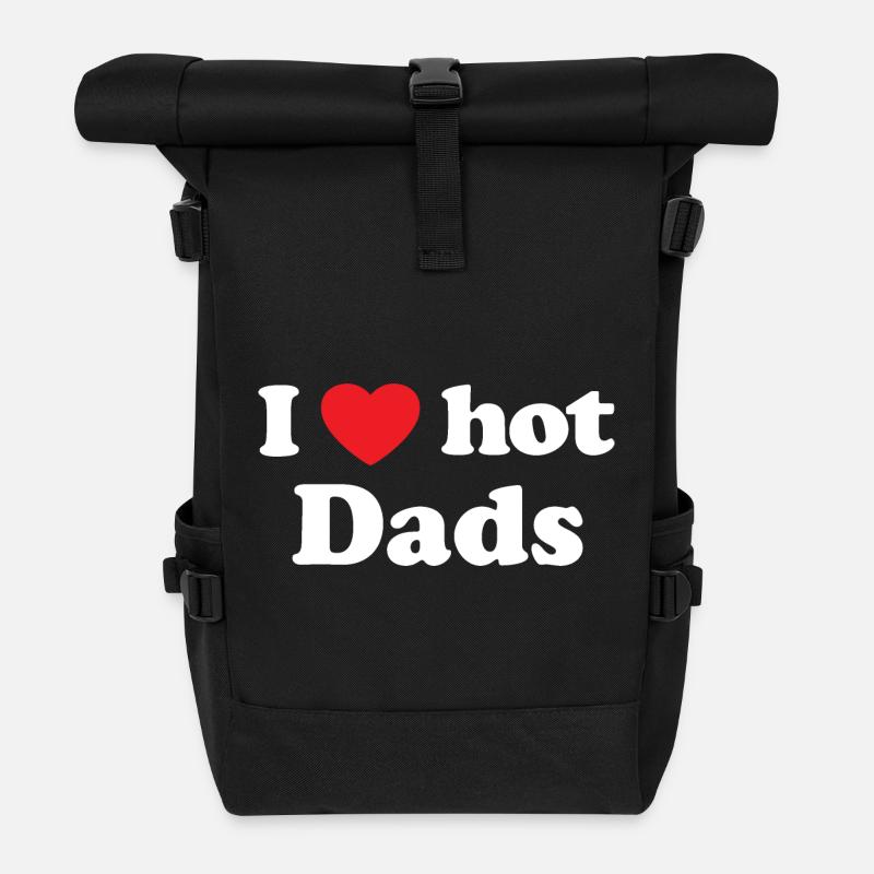 I love hot dads - Rolltop Rucksack - Schwarz