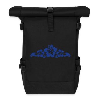 Hibiscus and Leaves - Blue - Rolltop Rucksack - Schwarz - Vorne