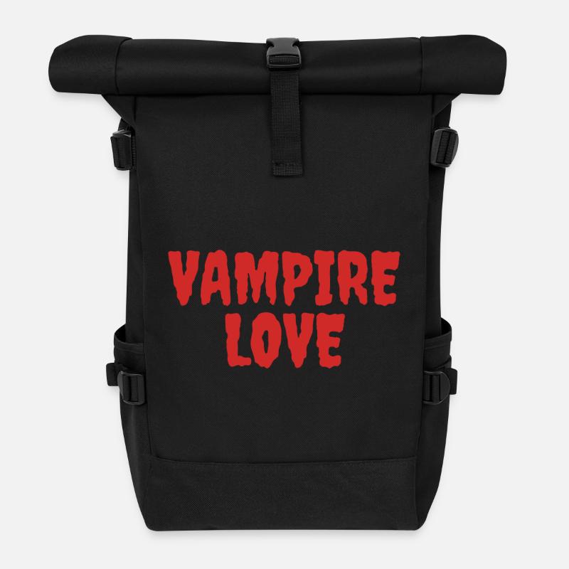 Vampire Love Halloween Artwork - Roll Top Backpack - black