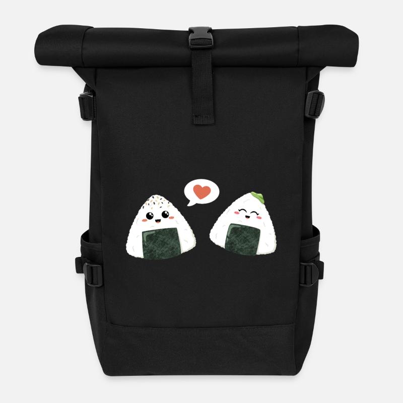 Onigiri Pärchen Liebe - Rolltop Rucksack - Schwarz