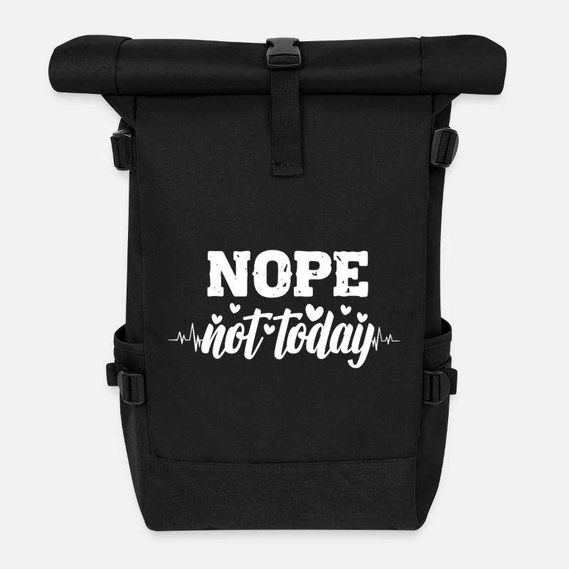 Nope not today heartbeat - Roll Top Backpack - black