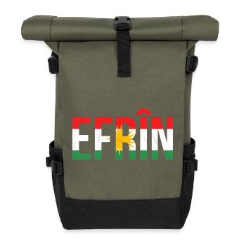 Kurdistan Kurden Friedenssymbol mit Nationalflagge - Rolltop Rucksack - Olive/Schwarz - Vorne