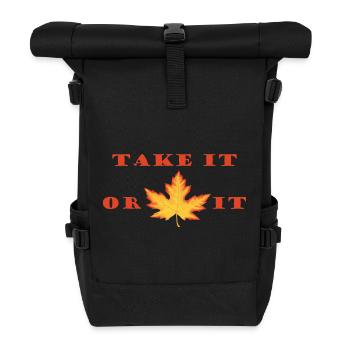 Take It or Leaf It – Orange-Red Maple Leaf Design - Roll Top Backpack - black - Front