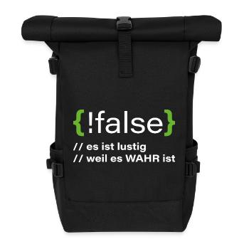 false - Funny programmer saying - Roll Top Backpack - black - Front