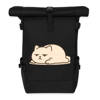 Schlafende Katze im Kawaii Stil - Rolltop Rucksack - Schwarz - Vorne