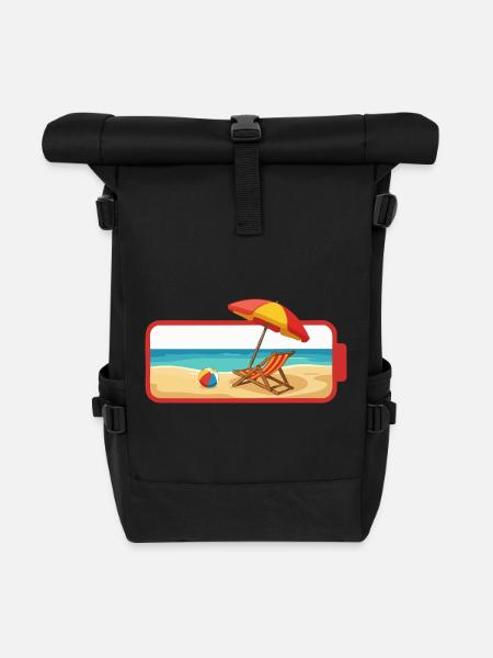 Summer Beach Umbrella Chair - Roll Top Backpack - black