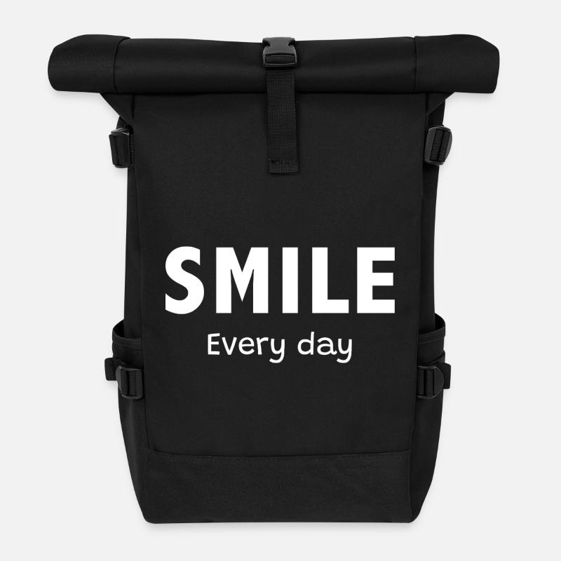 Lächle jeden Tag - Rolltop Rucksack - Schwarz