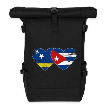 Curacao Cuba flag heart used - Roll Top Backpack - black - Front