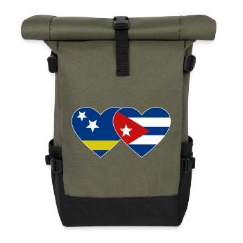 Curacao Cuba Flag Heart - Roll Top Backpack - olive/black - Front