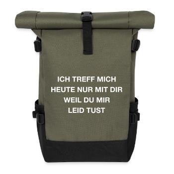 Frecher Humor Heul Leise Spruch - Rolltop Rucksack - Olive/Schwarz - Vorne