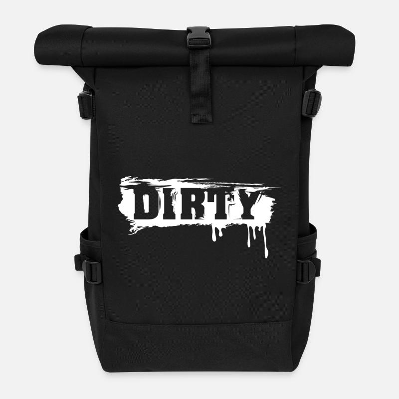 dirty brush lettering graffiti used look - Rolltop Rucksack - Schwarz