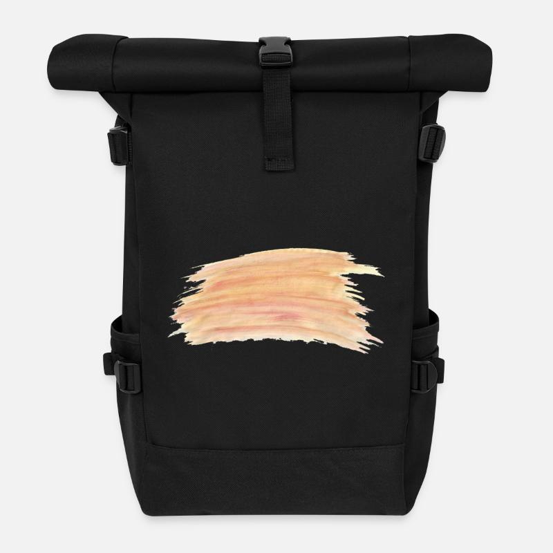 Rayures aquarelle pêche - Sac à dos roll top - noir