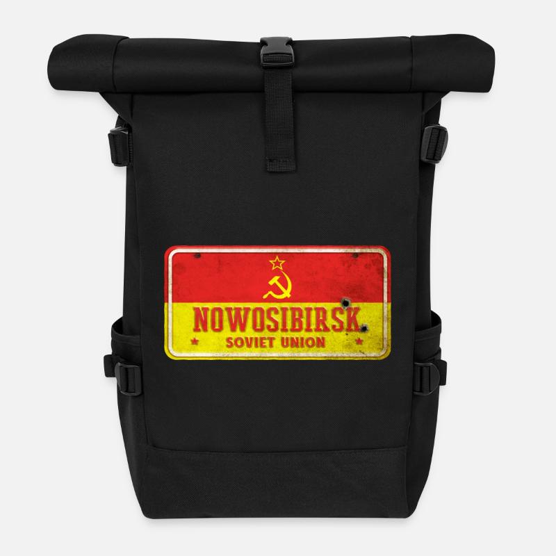Nowosibirsk Sowjetunion Vintage Schild - Rolltop Rucksack - Schwarz
