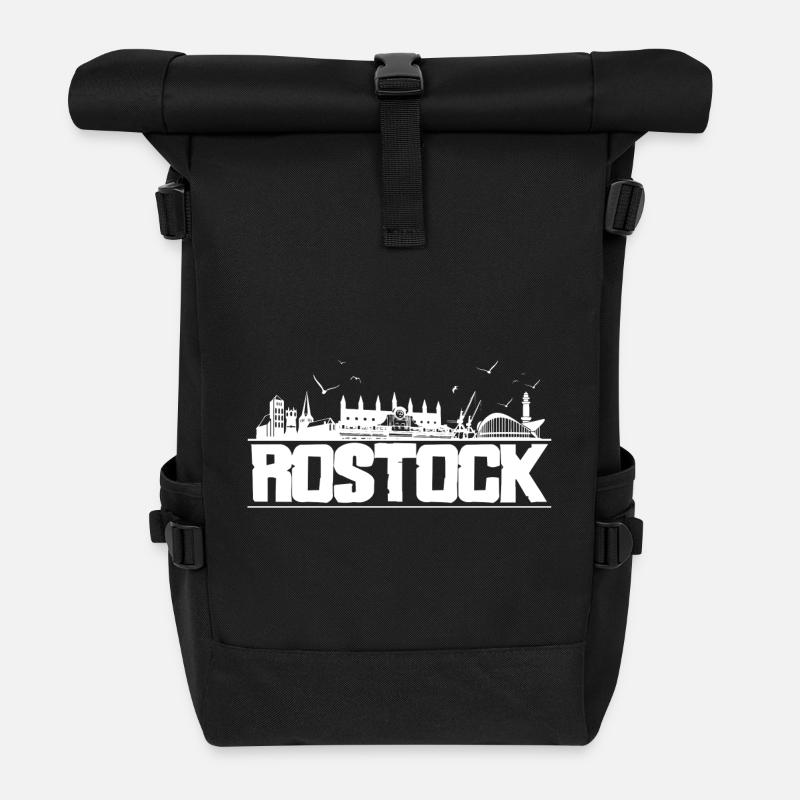 Rostock - Skyline - Rolltop Rucksack - Schwarz