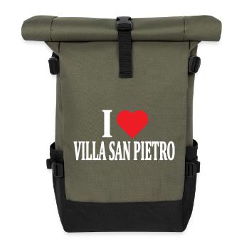T-Shirt Io amo Villa San Pietro Sardinien - Rolltop Rucksack - Olive/Schwarz - Vorne