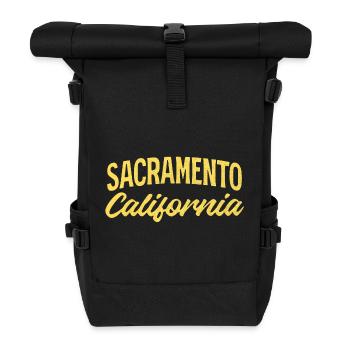 Sacramento California Gold Script - Roll Top Backpack - black - Front