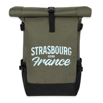 Strasbourg France Vintage Script - Sac à dos roll top - olive/noir - Devant