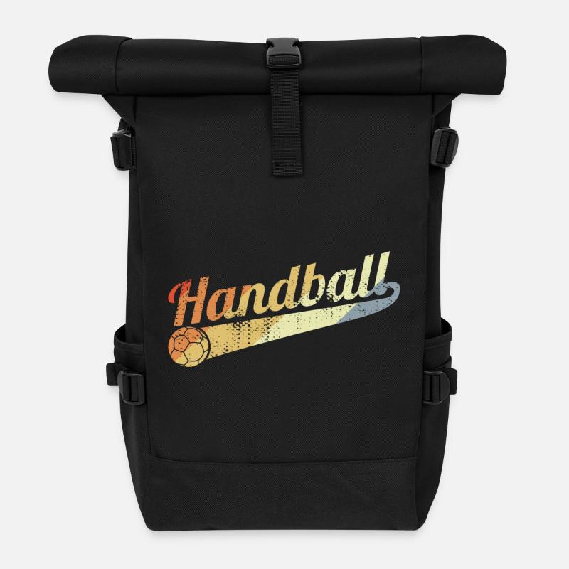 Vintage Handball - Rolltop Rucksack - Schwarz