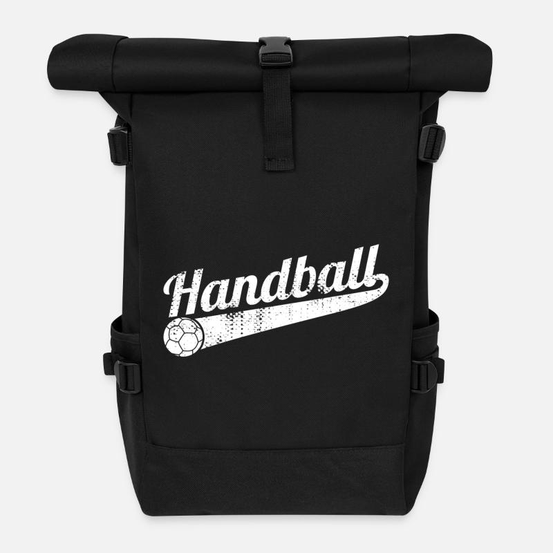 Lustiger Handball - Rolltop Rucksack - Schwarz