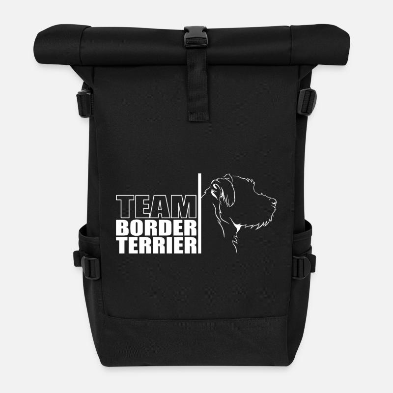 TEAM Border Terrier Hunde Hund Wilsigns - Rolltop Rucksack - Schwarz
