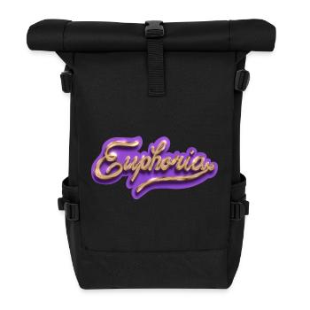 Euphoria in Goldschrift auf Lila - Rolltop Rucksack - Schwarz - Vorne