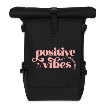 Positive Vibes in Pink Typography - Roll Top Backpack - black - Front