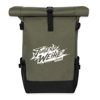 Jugendweihe 2026 - Rolltop Rucksack - Olive/Schwarz - Vorne