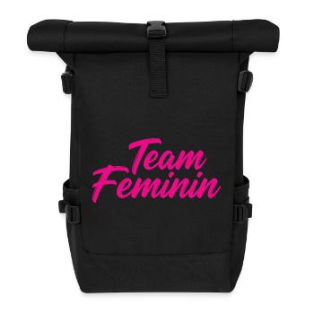 Team Feminin – Pink Girl Power Statement Design - Roll Top Backpack - black - Front