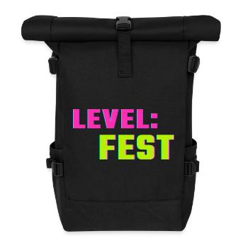 Level Fest Shirt – Frühlingsfest Gaming Style Fest - Rolltop Rucksack - Schwarz - Vorne