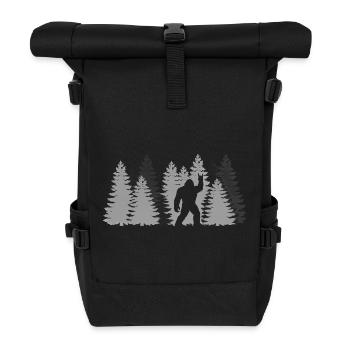 Bigfoot Rock on Sign Sasquatch Yeti Forest - Roll Top Backpack - black - Front