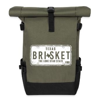 Texas Brisket Lone Star BBQ Pitmaster - Roll Top Backpack - olive/black - Front