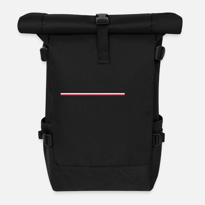 Pologne - drapeau national en tant que bandes - Sac à dos roll top - noir