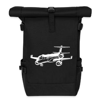 Flugzeug Zeichnung - Rolltop Rucksack - Schwarz - Vorne