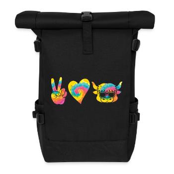 Büffel Rind Ochsen - Rolltop Rucksack - Schwarz - Vorne