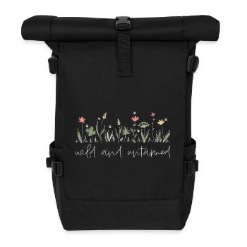 Sauvage et indompté - Dicton des fleurs des prés - Sac à dos roll top - noir - Devant