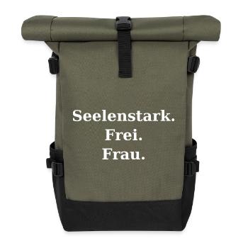 Seelenstark_Frei_Frau_weiss_4500x5400 - Sac à dos roll top - olive/noir - Devant