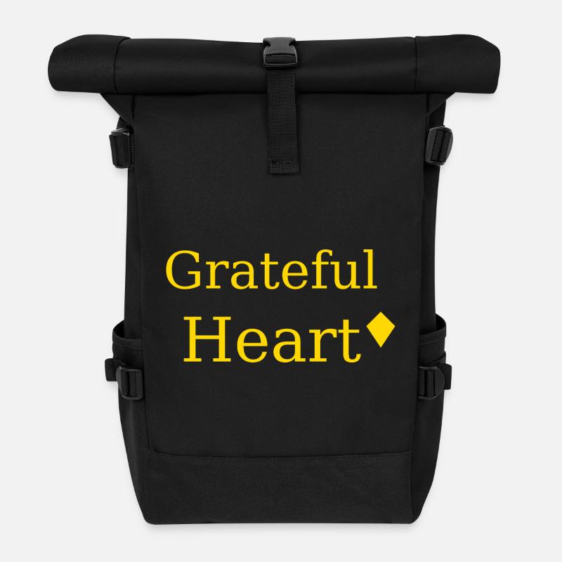 Dankbares Herz Motiv Gelb - Rolltop Rucksack - Schwarz
