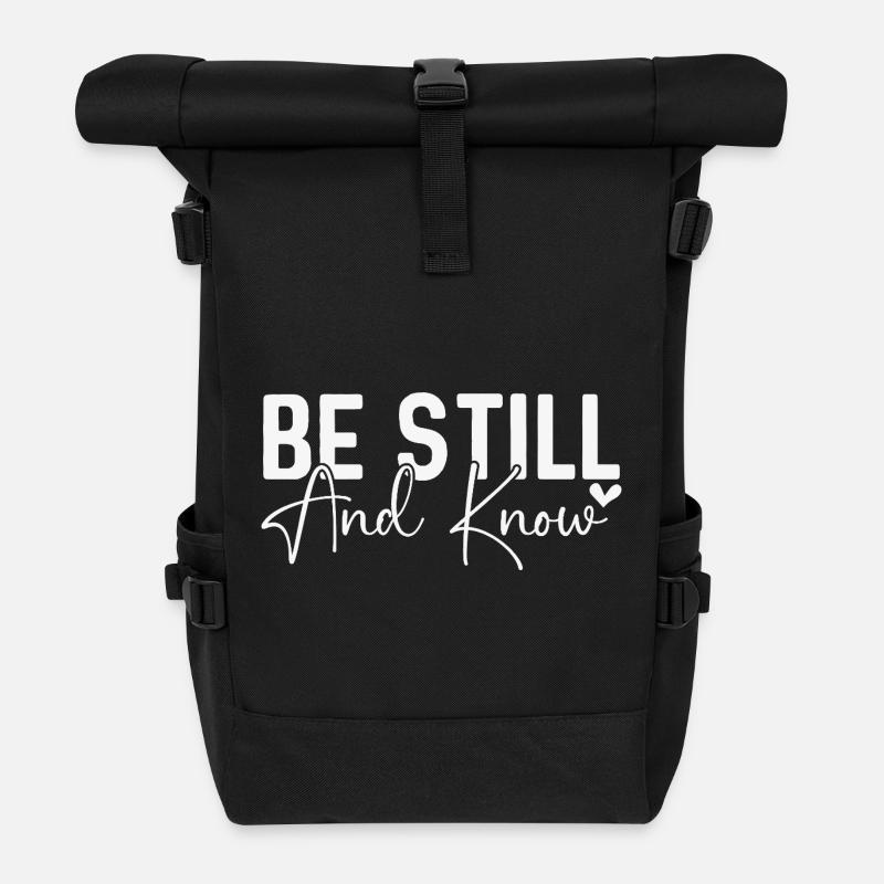 Sei still und wisse - Rolltop Rucksack - Schwarz