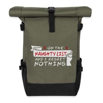 Sur la liste des vilains et ne regrette rien XMas Spruch - Sac à dos roll top - olive/noir - Devant