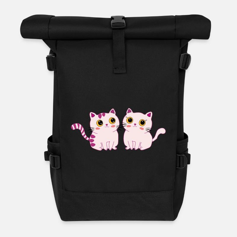 cats cute - Rolltop Rucksack - Schwarz
