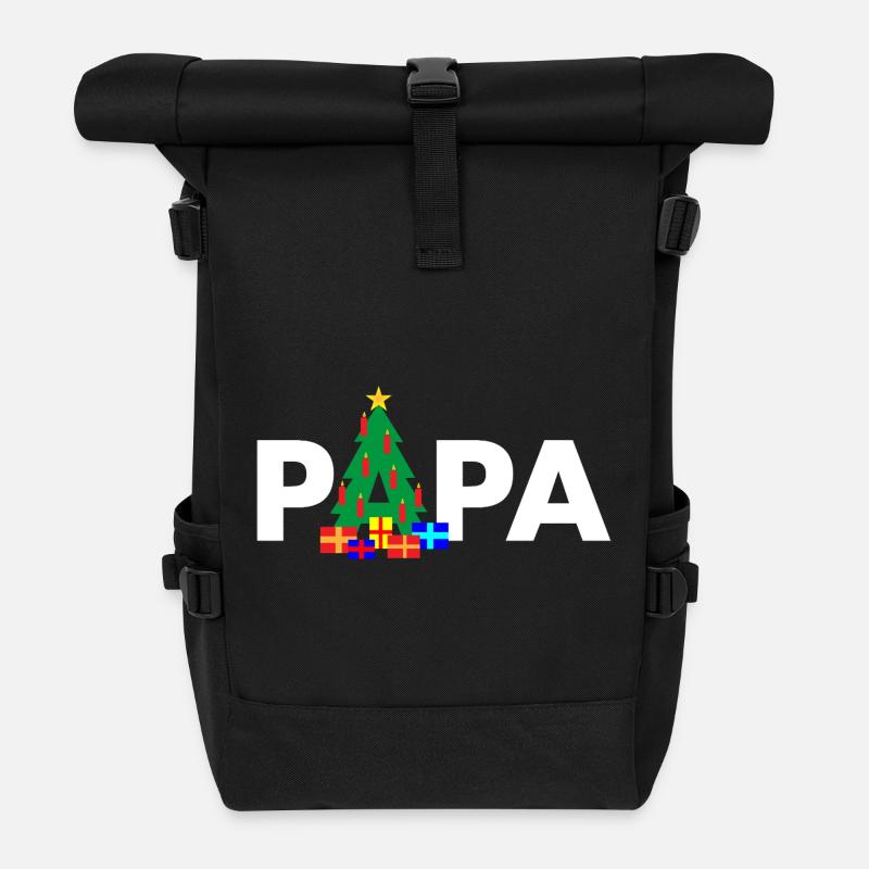 Papa Weihnachtsbaum - Rolltop Rucksack - Schwarz
