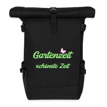 Gartenzeit - schönste Zeit - Rolltop Rucksack - Schwarz - Vorne