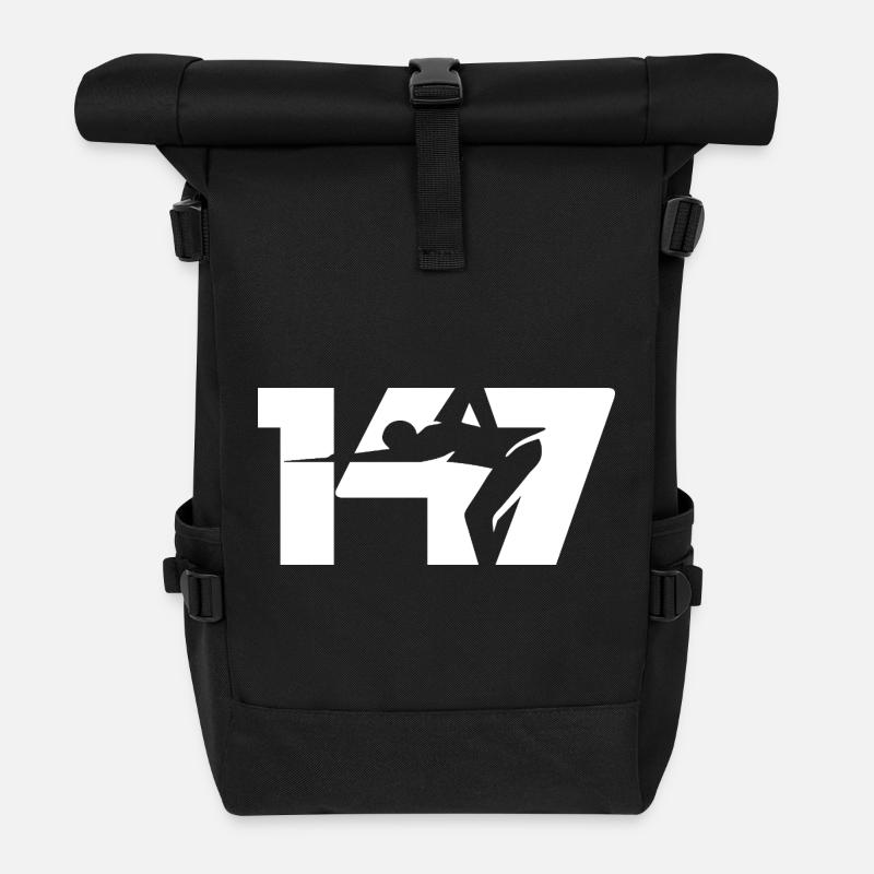 147 Snooker-Ikone (Weiß) - Rolltop Rucksack - Schwarz